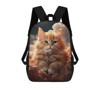 sinyumoney Kitten On Fluffy Clouds Backpacks Kids School Backpack School Bag 3D Printed School Bag for Boys Elementary And Middle School Students 17inch