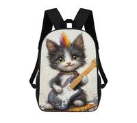 sinyumoney Kitten Playing Guitar Art Print -1 Backpack School Large School Backpack for Boys for Teenage Girls Boys Women Men 17inch