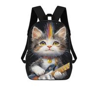 sinyumoney Kitten Playing Guitar Art Print Backpack School Lightweight Airport College Students Back Pack for Girl, Teen Girls 17inch