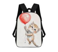 sinyumoney Kitten with Balloon Illustration School Backpack High Secondary School Bags Casual Backpack for Girl, Teen Girls 17inch