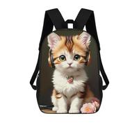 sinyumoney Kitten with Headphones Backpack School Bag Water Resistant Travel Backpack Computer Bag for Girls Boys Teenage 17inch
