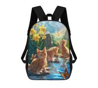 sinyumoney Kittens And Butterflies Children's School Backpack 3D Printed for Kids Travel Rucksacks Book Bags for Boys Elementary School Students 17inch