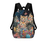 sinyumoney Kittens And Candy School Backpack 3D Printed School Bags Boys Girls Laptop Backpack for Kids/Students/Adults 17inch