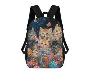 sinyumoney Kittens And Candy School Backpack 3D Printed School Bags Boys Girls Laptop Backpack for Kids/Students/Adults 17inch