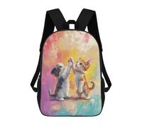 sinyumoney Kittens High Five Painting Backpack School Bag Large Water Resistant Laptop Backpack for Teenage Girls Boys Women Men 17inch