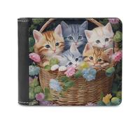 sinyumoney Kittens in A Basket with Flowers -9 3D Print Men's Wallet Credit Card Holder Slots Note Section Modern Style Wallets for Boys Girls 11.7cm*9.5cm