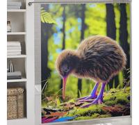 sinyumoney Kiwi Bird in Forest Habitat Bath Shower Curtains Mildew Quick Drying Proof Resistant Modern Fabric Bathroom Decor Set for Bathtub Shower Stall 69.69x70.87Inch（177x180cm）