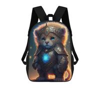 sinyumoney Knightly Cat Armor Fantasy Art Backpacks 3D Printed Kids School Backpack School Bag Fashion Rucksacks for Boys Elementary And Middle School Students 17inch