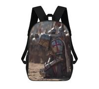 sinyumoney Knights in Armor Medieval Battle Scene 3D Printed Children's School Backpack for Kids Travel Rucksacks Book Bags Kids School Bag 17inch