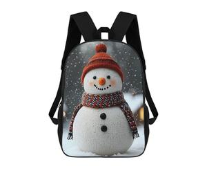 sinyumoney Knitted Snowman in Winter Christmas School Backpack Water Resistant Travel Backpack Computer Bag for School/Work/Travel 17inch