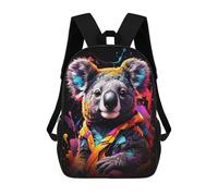 sinyumoney Koala Aesthetic Neon Children's Backpack, 3D Printed School Backpack, Backpack for Boys Girls, Adjustable School Bag for Primary School 17inch