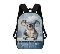 sinyumoney Koala Bath Time 3D Printed Children's 17 Inch Backpacks 3D Printed Casual School Bag for Boys Elementary And Middle