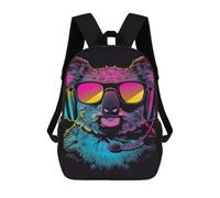 sinyumoney Koala DJ Headphones Art Print Backpack School Rucksack Casual Daypacks School Work Travel Bag for Men, Women & Teenage Boys 17inch