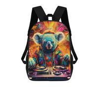 sinyumoney Koala DJ in Colorful Lights Kids Backpack, Backpack School Bag, Backpacks Kids School 3D Printed School Bags for Elementary And Middle School Students Teens Birthday Gift 17inch