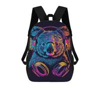 sinyumoney Koala Headphones Fun Art Print Backpack School Bag Fashion Stationery Backpack Waterproof Casual Daypacks- Perfect for Travel, Work And Daily Use 17inch