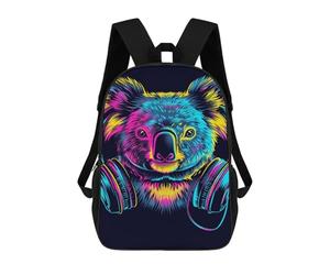 sinyumoney Koala Headphones Neon Art Print Backpack School Daypacks Business Backpack Water Resistant Bookbag for Camping Outdoor Adventures And Daily Travel 17inch