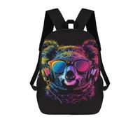 sinyumoney Koala Headphones Sunglasses Art Print-3 Children's Backpacks School Backpack 3D Printed for Kids Travel Rucksacks Book Bags Kids 17inch School Bag