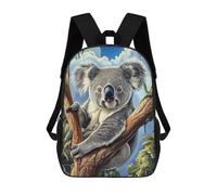 sinyumoney Koala in Eucalyptus Tree Rucksacks 3D Printed Children Backpacks Fashion Casual Daypack Cute Travel Bags Outdoor Casual Daypack for Boy And Girl 17inch