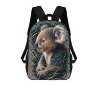 sinyumoney Koala in Green And Gold Rucksacks 3D Printed Children 17inch Backpacks Fashion Casual Daypack Travel Bags Outdoor Casual Daypack for Boy And Girl