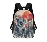 sinyumoney Koala Red Sun Watercolor Backpack Kids School Backpack School Bag 3D Printed Fashion School Bag for Boys Elementary And Middle School Student 17inch