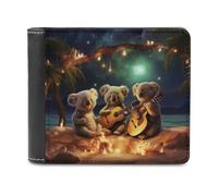 sinyumoney Koalas Playing Guitar by The Fire 3D Print Men's Wallet Credit Card Holder Slots Note Section Modern Style Wallets for Boys Girls 11.7cm*9.5cm