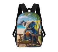 sinyumoney Koalas Relaxing The Beach Backpacks Kids Student Schoolbag 3D Printed Backpacks Elementary And Middle School Students Backpacks for Boys Girls 17inch