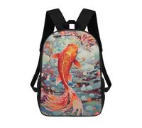 sinyumoney Koi Colorful Backpacks Kids Student Schoolbag 3D Printed Backpacks Elementary And Middle School Students Backpacks for Boys Girls 17inch