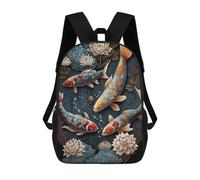 sinyumoney Koi Fantasy World Children's School Backpack 3D Printed for Kids Travel Rucksacks Book Bags for Boys Elementary School Students 17inch