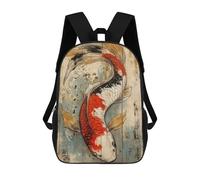 sinyumoney Koi Fish Art on Wood Panel Wooden Japanese Decor School Bags Large Water Resistant Laptop Backpack for Campus Outdoor Travel Sports 17inch