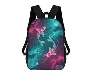 sinyumoney Koi Fish in Cosmic Pond School Backpack 3D Printed School Bags Boys Girls Laptop Backpack for Kids/Students/Adults 17inch