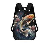 sinyumoney Koi Fish Japanese Backpack School Bag Water Resistant School Bag Business Backpack for Girls Boys Teenage 17inch