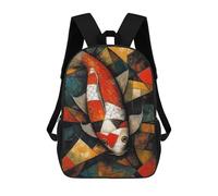 sinyumoney Koi Fish Oil Painting Rucksack Daypacks Business Backpack Water Resistant Bookbag for Men/Women 17inch