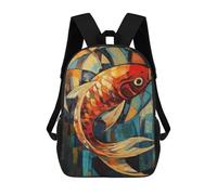 sinyumoney Koi Fish Oil Painting School Backpack Water Resistant Computer Rucksack- Perfect for Travel, Work And Daily Use 17inch