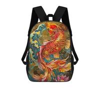 sinyumoney Koi Fish Painting Backpacks Kids School Backpack School Bag 3D Printed School Bag for Boys Elementary And Middle School Students 17inch