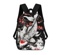sinyumoney Koi Fish Pond Art Backpack School Bag Lightweight Schoolbag Dayback Bookbag College for Girl, Teen Girls 17inch