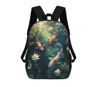 sinyumoney Koi Fish Pond Backpack School Bag Backpack For Girls Boys Backpacks Large Capacity Kids Backpack Lightweight School Bags For Kids Students 17inch