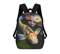 sinyumoney Koi Fish Pond Meditation Backpack 3D Printed Children's School Backpack Kids Travel Backpacks High Capacity Book Bags Children's Backpack Rucksack 17inch
