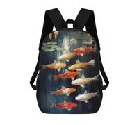 sinyumoney Koi Fish Pond Painting School Backpack Lightweight Schoolbag Dayback Bookbag College for Men, Women & Teenage Boys 17inch