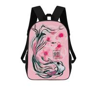 sinyumoney Koi Fish Sakura Flowers 3D Printed 17inch School Bag Children's School Backpack Travel Backpacks Casual Fashion Bag for Kids School Students
