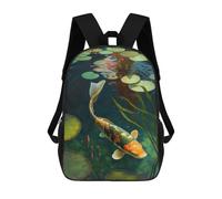 sinyumoney Koi Fish Swimming in Pond School Backpack Lightweight Casual Daypack School Backpacks for Boys/Girls/Teenagers 17inch