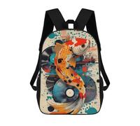 sinyumoney Koi Fish & Vinyl Vibrant Koi Fish Pop Art Unique Aquatic Decor Rucksack Lightweight Schoolbag Dayback Bookbag College for Girl, Teen Girls 17inch
