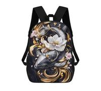 sinyumoney Koi Fish with Cherry Blossoms Animal Kids School Backpack 3D Printed Backpacks Fashion School Bag Rucksacks for Boys Elementary And Middle School Students 17inch