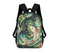 sinyumoney Koi Fish Yin Yang Harmony Art School Backpack School Bags For Girls Boys Backpack With Pocket Fashion School Bag Kids Backpack 17inch