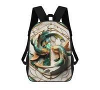 sinyumoney Koi Fish Yin Yang Kintsugi Children's Backpack, 3D Printed School Backpack, Backpack for Boys Girls, Adjustable School Bag for Primary School 17inch