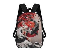 sinyumoney Koi Fish Ying And Yang Oil Painting Ronaldo Backpack, Children's Backpack, Student School Bag, Book Bag, 3D Printed School Bag For Boys And Girls, 17inch