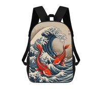 sinyumoney Koi Great Wave Backpack School Bag Water Resistant Travel Backpack Computer Bag for Teenage Girls Boys Women Men 17inch