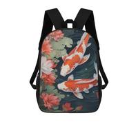 sinyumoney Koi Japanese Landscapes Backpacks Kids Student Schoolbag,3D Printed Backpacks,Elementary And Middle School Students Backpacks for Boys Girls 17inch