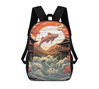 sinyumoney Koi Japanese Landscapes Rucksack High Secondary School Bags Casual Backpack for Girls Boys Teenage 17inch