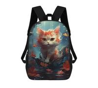 sinyumoney Koi Kitten Backpack with Pocket 3D Printed Backpacks, Travel Rucksacks Book Bags Kids School Bag 17inch