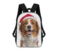 sinyumoney Kooikerhondje Dog with Santa Hat Portrait Rucksack Daypacks Business Backpack Water Resistant Bookbag for Men/Women 17inch